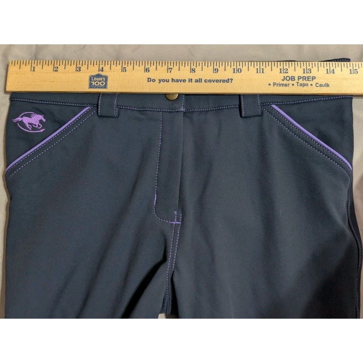 Piper Smartpak Girls 14 Riding Breeches Navy Purple Knee Patch Equestrian Pants — image 7 of 8
